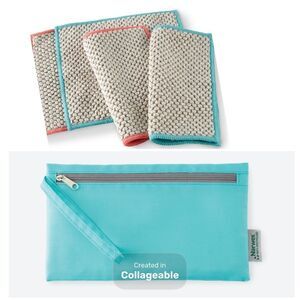 Norwex Counter Cloth Napkins Set of 4 and Wristlet NWT